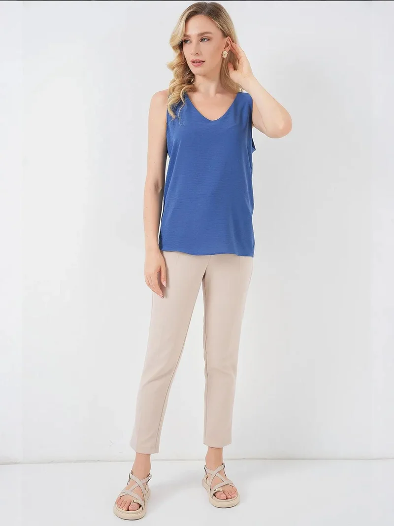BIG DART BDART Textured V-Neck Sleeveless Blouse