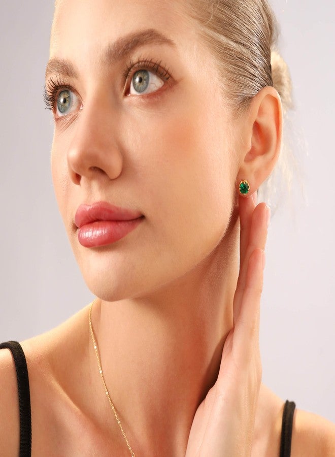 Silvershake 1.5 ct 6 mm Created Nano Green Emerald Black Rhodium Plated 925 Sterling Silver Victorian Style Stud Post Earrings - Image 2