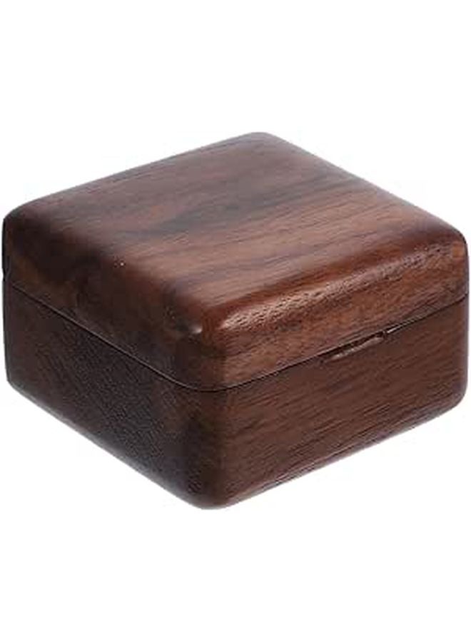 Black Walnut Wooden Ring Box With Lid Square Jewelry Organizer For Wedding Proposal Engagement - Image 1