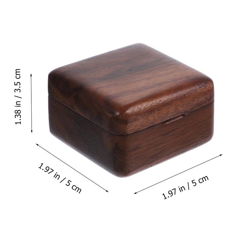 Black Walnut Wooden Ring Box With Lid Square Jewelry Organizer For Wedding Proposal Engagement - Image 3