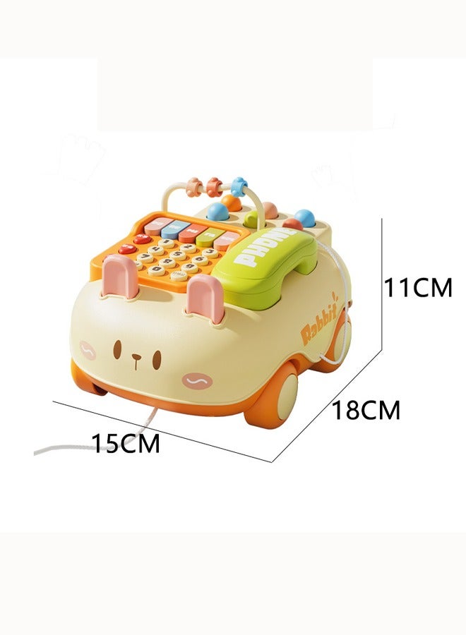 Multifunctional telephone toy Early childhood telephone car toy Children's music telephone toy Early childhood music story machine Children's pull-cart toy Educational enlightenment - Image 2