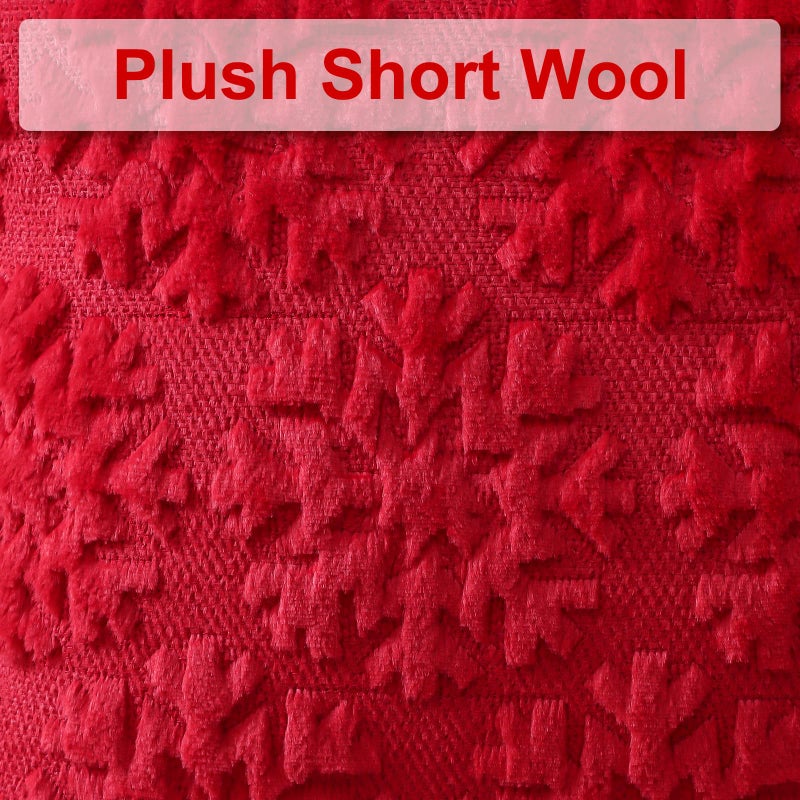 Otostar OTOSTAR Set of 2 Xmas Soft Plush Short Wool Velvet Decorative Throw Pillow Covers Square Luxury Style Cushion Case Pillow Shell for Sofa Bedroom Snowflake Red  14x14 Inch  - Image 2