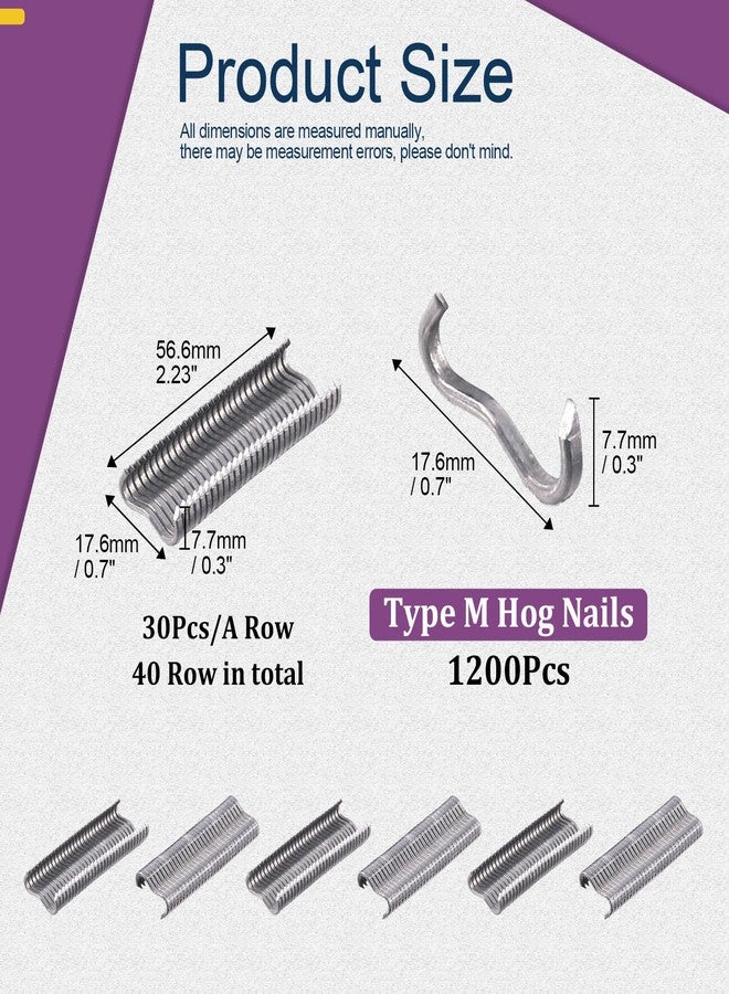 Swpeet 1200Pcs Professional Upholstery Type M Hog Nail Rings M Nails M Clips Hog Rings M Staples for Fence Fastening, Upholstery Installation, Animal Cages - Image 2