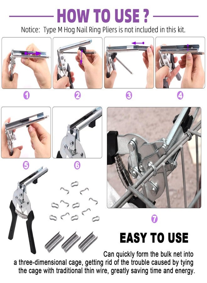 Swpeet 1200Pcs Professional Upholstery Type M Hog Nail Rings M Nails M Clips Hog Rings M Staples for Fence Fastening, Upholstery Installation, Animal Cages - Image 4