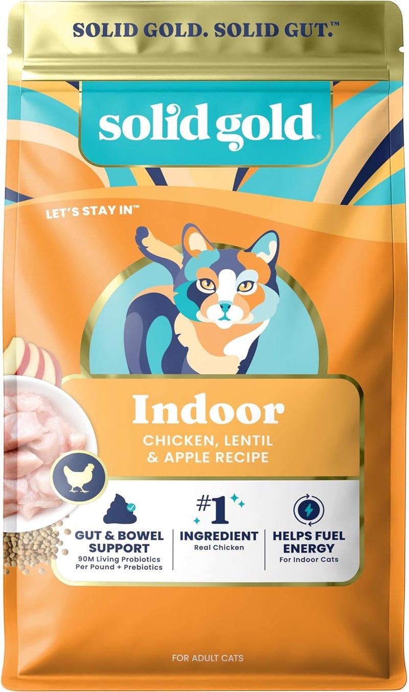 Solid Gold Cat Dry Food Grain Free Chicken Lentil Apple Recipe Adult Indoor - 1.36 Kg - Image 1