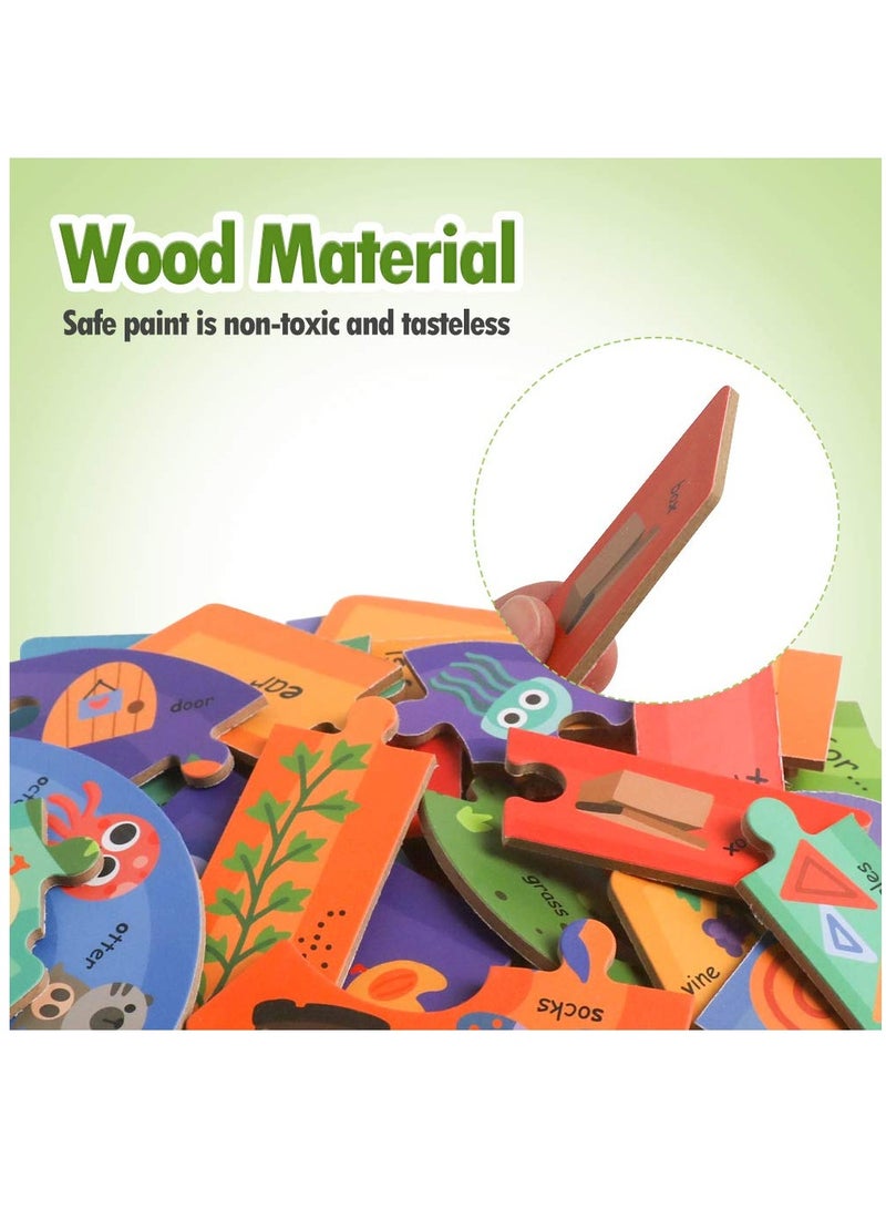 Excefore Wooden Jumbo Alphabet, ABC Letter Toddler Puzzles Color Shape Animals Recognition Montessori STEM Jigsaw Preschool Learning Educational Toy for Kids 3 4 5 Years Old Boys Girls Gift - Image 4