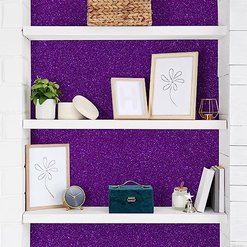 CHIHUT Dark Purple Glitter Wallpaper Stick and Peel for Bedroom Walls Glitter Self Adhesive Removable Wallpaper Sparkle Glitter Contact Paper Shiny Purple Fabric Roll for Cabinets Dresser 15.7''x100'' - Image 4