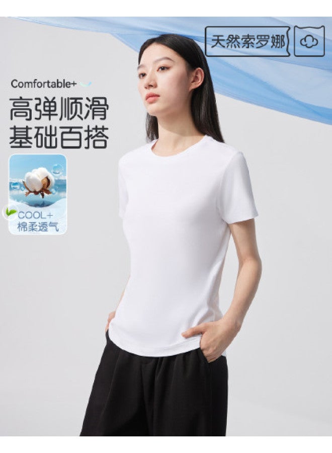 MIIOW Autumn Women'S Short-Sleeved Base Layer Skin-Friendly T-Shirt, Versatile Solid Color Women'S Tee - Image 1
