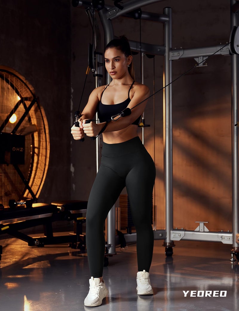 YEOREO Liz Scrunch Workout Leggings for Women High Waisted Butt Lifting V Back Waist Seamless Gym Yoga Leggings Black XL - Image 5