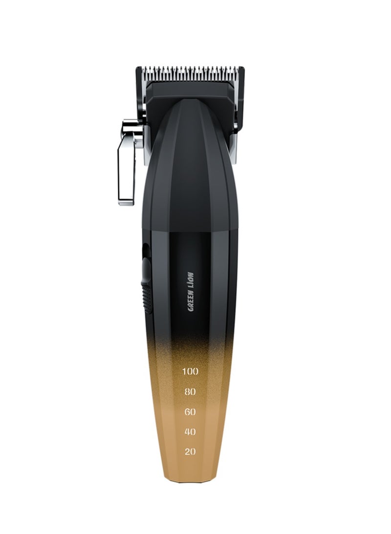 GREEN LION Edge Pro Hair Clipper with 180 Minutes Runtime & 6 Guide Combs / 9100 RPM Motor / Ergonomic Design / Type-C Charging / Battery Indicator / Adjustable Taper Lever / Powder Metallurgy & Ceramic Blade - Gold Black - Image 1