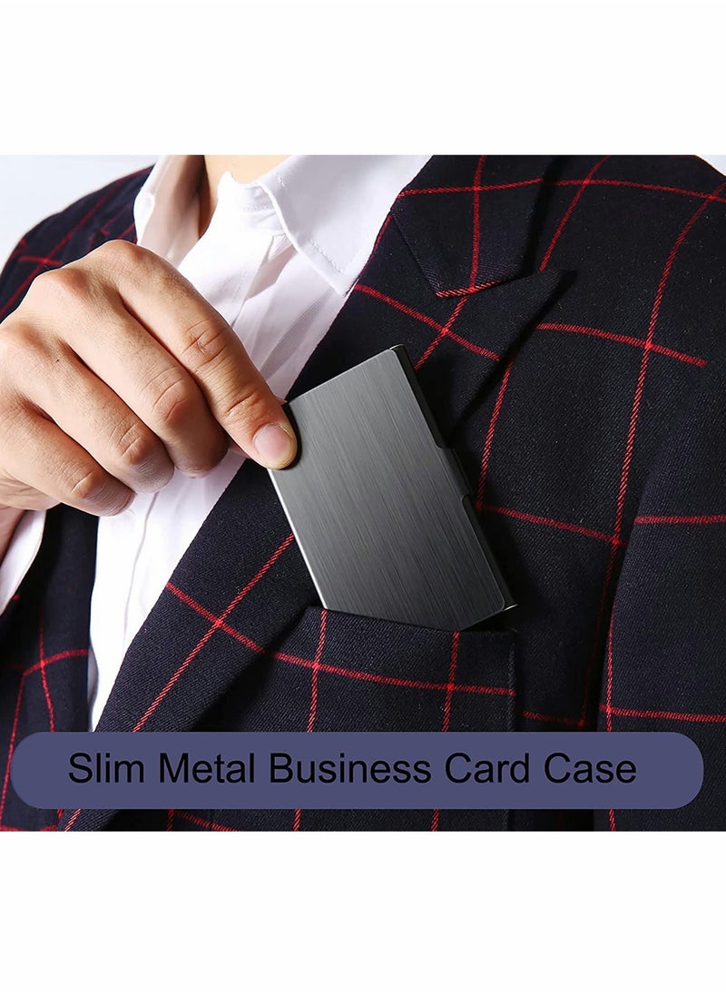 KASTWAVE Business Card Case Business Card Holder for Men and Women Pocket Metal Card Case Fashion Professional Stainless Steel Card Holders Purse Name Card Holder Buckle Style Shut Best Gift for Family  - Image 2