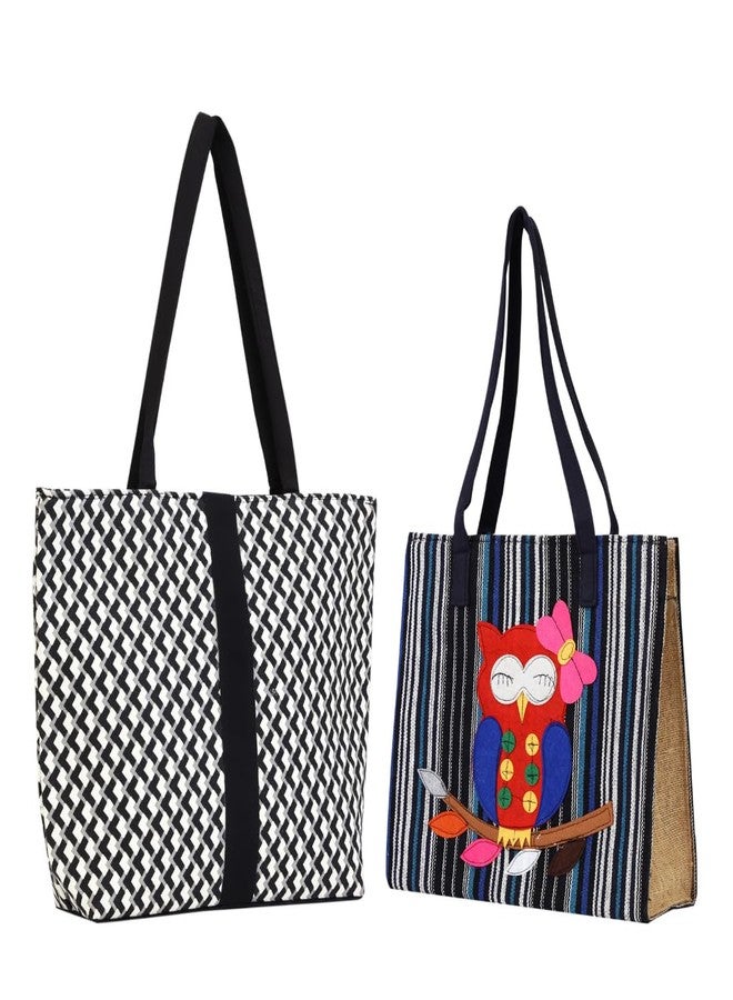 ENSAC حقيبة كتف أنيقة ومريحة من إنساك للنساء والفتيات (عبوة من قطعتين) (HANDY-23cBLKWHT-OWL-01cRED-02) - Image 1