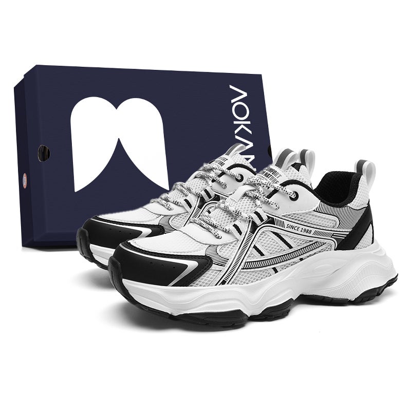AOKANG Trendy Play All Season Breathable Comfortable Distressed Patchwork, Black & White, Campus Everyday Commute - Image 1