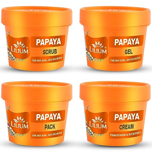 Lilium Papaya Facial Kit 400g, Deep Cleansing, Exfoliation, Skin Brightening, Moisturization, Anti-Aging, Glowing Skin, Improved Texture, Hydration, Even Tone, Cruelty & Paraben Free - Image 1