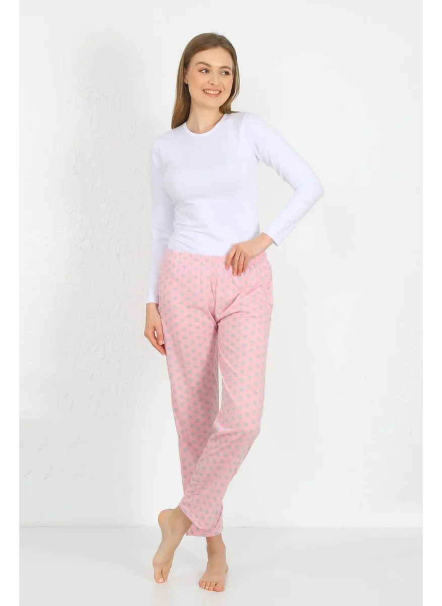 اكبينيز Women's Cotton Single Bottom Pajamas with Pockets Pink 27527