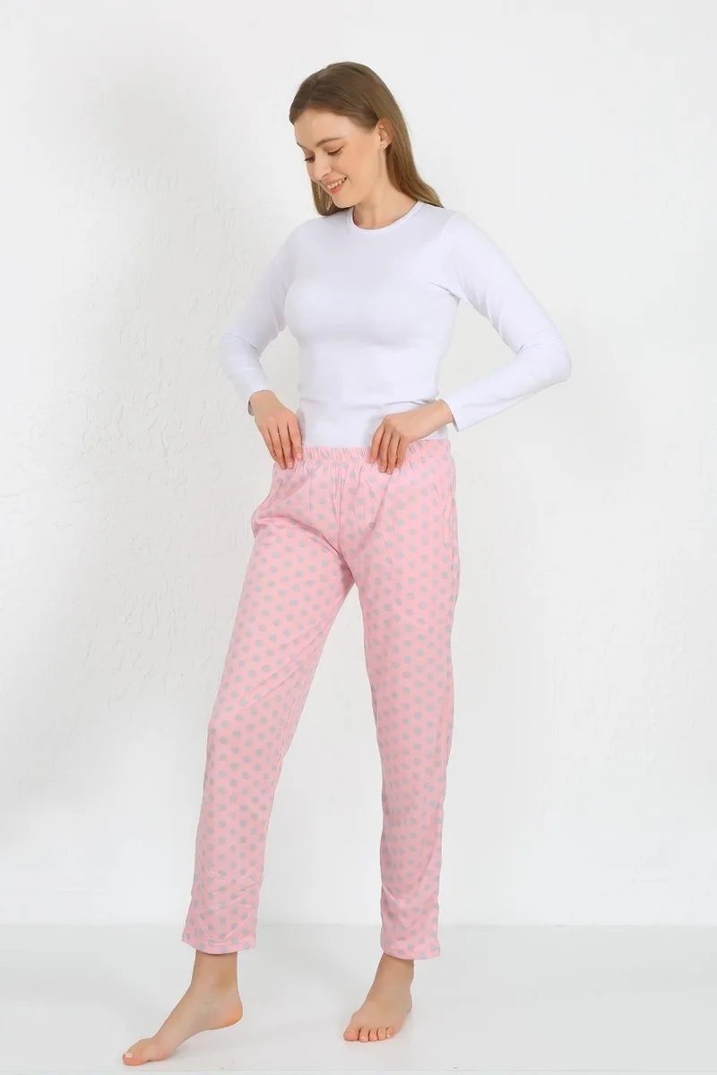 اكبينيز Women's Cotton Single Bottom Pajamas with Pockets Pink 27527
