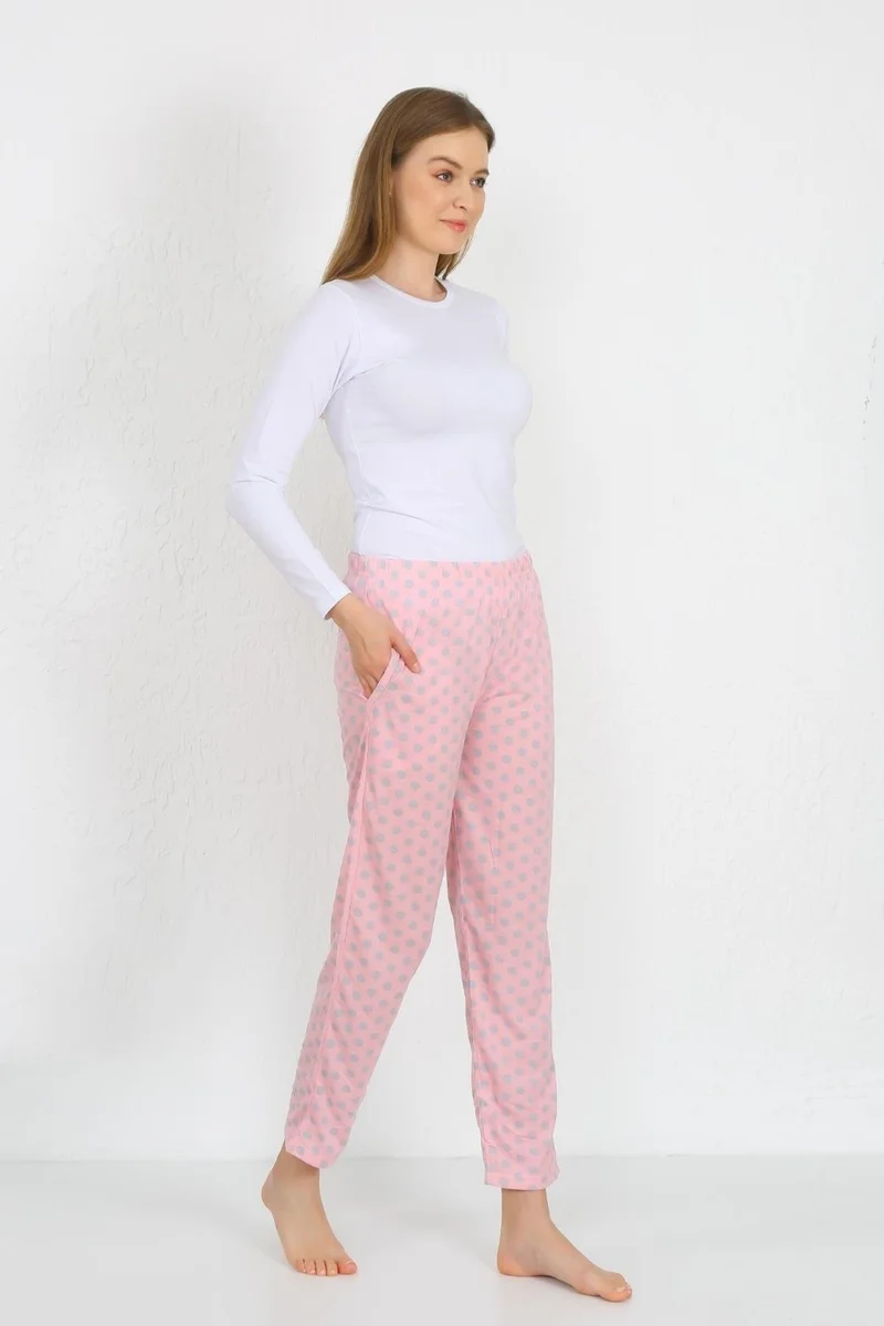 اكبينيز Women's Cotton Single Bottom Pajamas with Pockets Pink 27527