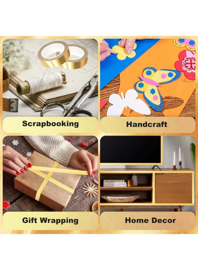 SYOSI Gold Washi Tape Set, Adhesive Foil Tapes, Metallic Gold Decorative Tape for Journaling, Scrapbooking, Gift Wrapping, Wall Decor, DIY Craft Projects, Planner Decorating (4 Rolls, 0.59x33 Inch) - Image 5