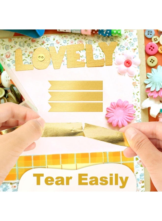 SYOSI Gold Washi Tape Set, Adhesive Foil Tapes, Metallic Gold Decorative Tape for Journaling, Scrapbooking, Gift Wrapping, Wall Decor, DIY Craft Projects, Planner Decorating (4 Rolls, 0.59x33 Inch) - Image 2