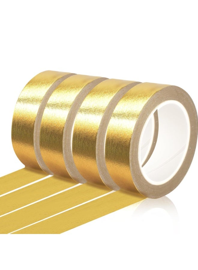 SYOSI Gold Washi Tape Set, Adhesive Foil Tapes, Metallic Gold Decorative Tape for Journaling, Scrapbooking, Gift Wrapping, Wall Decor, DIY Craft Projects, Planner Decorating (4 Rolls, 0.59x33 Inch) - Image 1