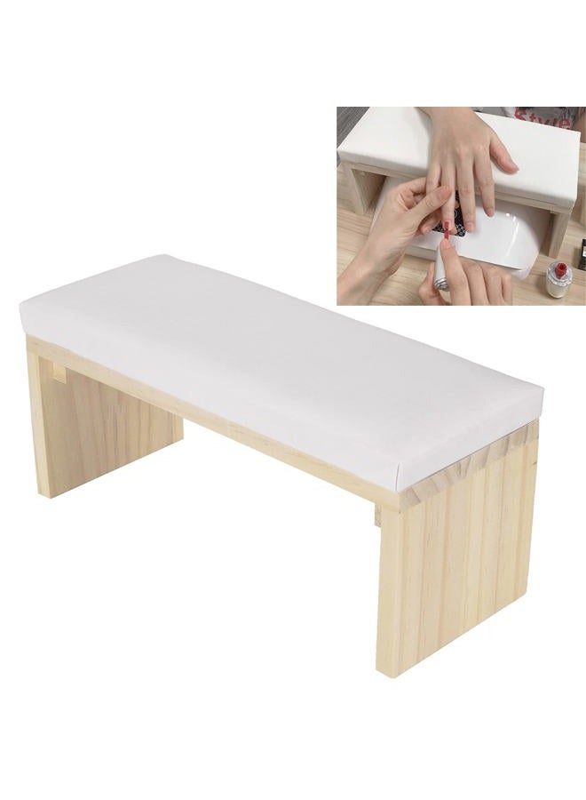 Yinhing Nail Arm Rest,Nail Art Hand Pillow Mat Nail Polishing Arm Rest Pillow Manicure Hand Rest Cushion, PU Leather Nail Art Pillow Nail Arm Rest Cushion Wooden Stand for Salon Home DIY(white) - Image 1