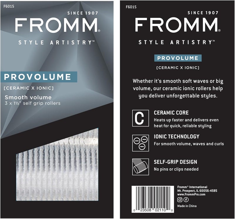Fromm ProVolume 1.5" Self-Grip Ceramic Ionic Thermal Hair Rollers, 3 Count, Salon Quality Hair Curlers for Shorter or Medium Length Hair, Bangs and Tighter Curls - Image 5