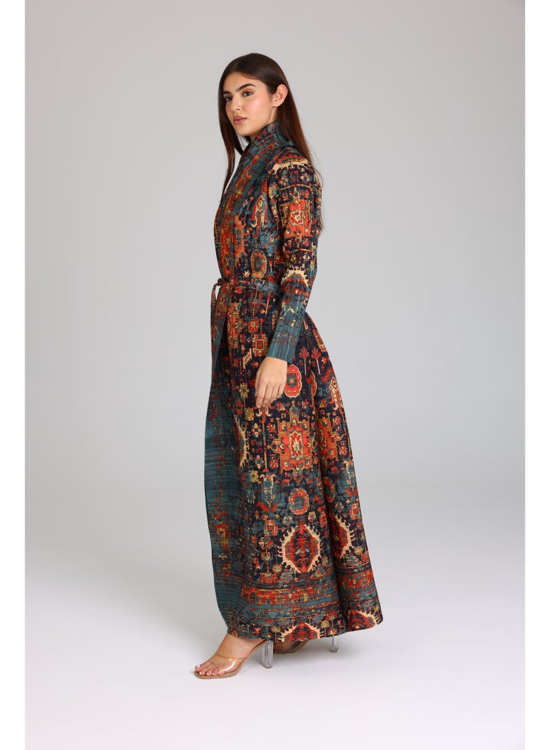 IKKXA Colorful Printed Arabisque Design Abaya ABY1179 Multicolor - Image 3