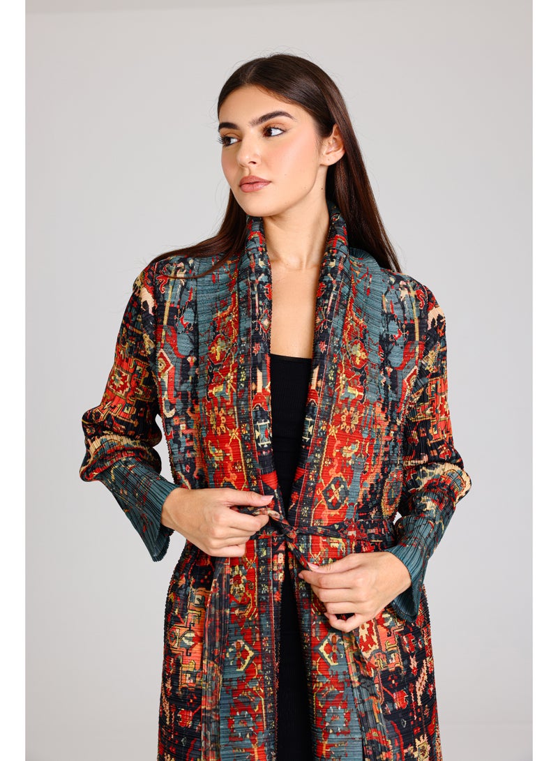 IKKXA Colorful Printed Arabisque Design Abaya ABY1179 Multicolor - Image 2