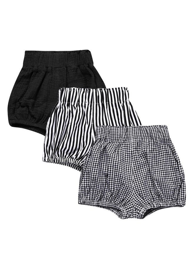 MYGBCPJS Baby Girls Boys 3 Pack Cotton Linen Blend Cute Bloomer Shorts Loose Harem Shorts - Image 1