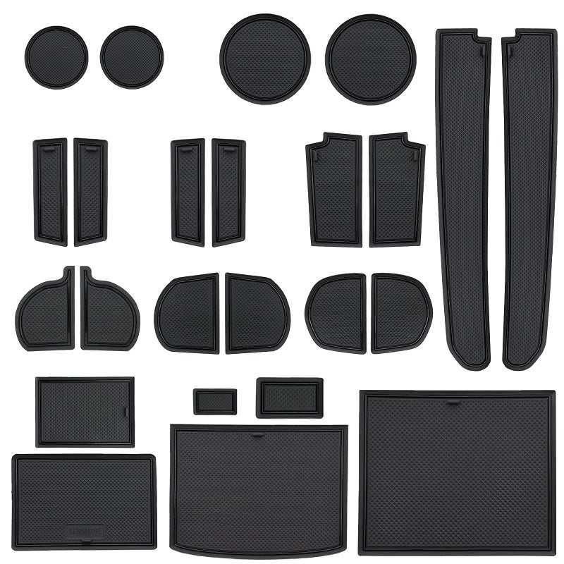 SENSHINE for Nissan Frontier Crew Cab 20052020 Nissan Xterra Accessories 20052015 Cup Holder Insert Center Console Liner Door Pocket Slot Mats NonSlip Anti Dust Custom Interior 24PC SetBlack Trim