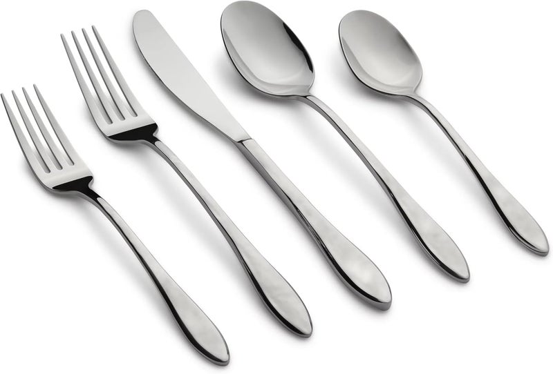 Cambridge 350920P660 Cassis Textured Mirror 20Piece Flatware Set