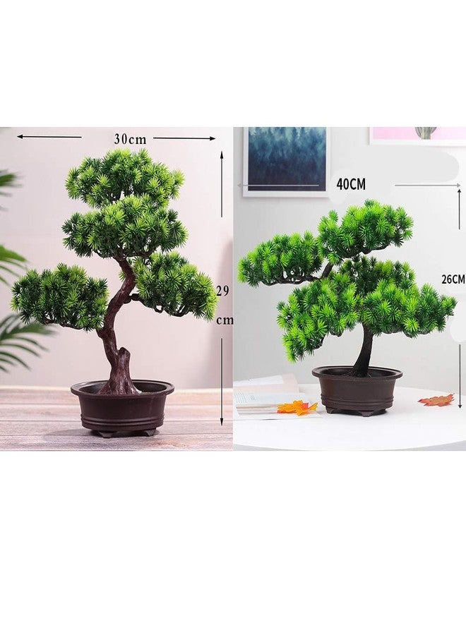 beiyoule Artificial Bonsai Pine Tree, Plastic Simulation Potted Plant DIY Decorative Bonsai, Desk Display Fake Tree Pot Ornaments Home Office Bedroom Living Room Farmhouse Decorations(Style 3) - Image 4