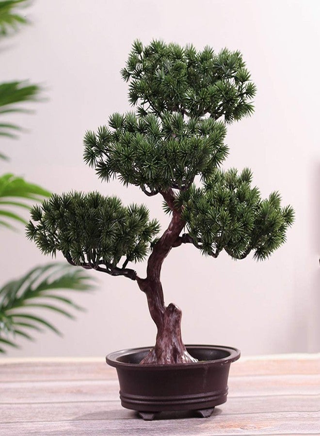 beiyoule Artificial Bonsai Pine Tree, Plastic Simulation Potted Plant DIY Decorative Bonsai, Desk Display Fake Tree Pot Ornaments Home Office Bedroom Living Room Farmhouse Decorations(Style 3) - Image 2