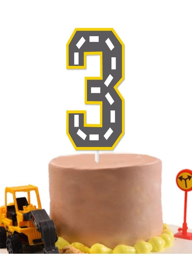 GmakCeder Construction Car Cake Topper with Truck Road Sign (3 yearold) - Image 3
