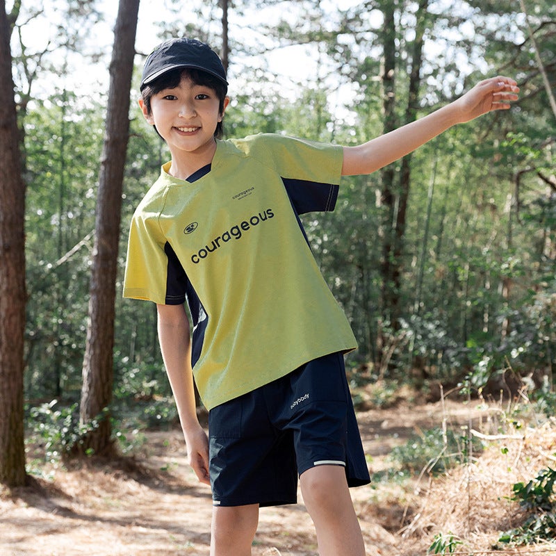 Children'S Short-Sleeved Summer Thin Style Boys And Girls Ice-Feel T-Shirt Half-Sleeved Big Kidsren'S Sports And Fashionable - Image 1