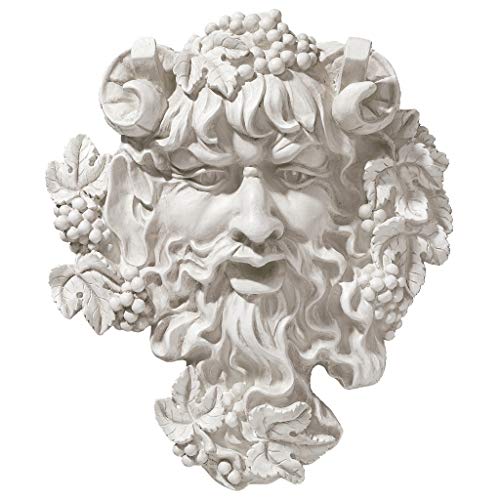 Design Toscano Bacchus, Grape Harvest Wine Greek Greenman Face Wall Sculpture, Medium, 12 inches tall, Cast Stone Resin, Antique Stone Finish - Image 1