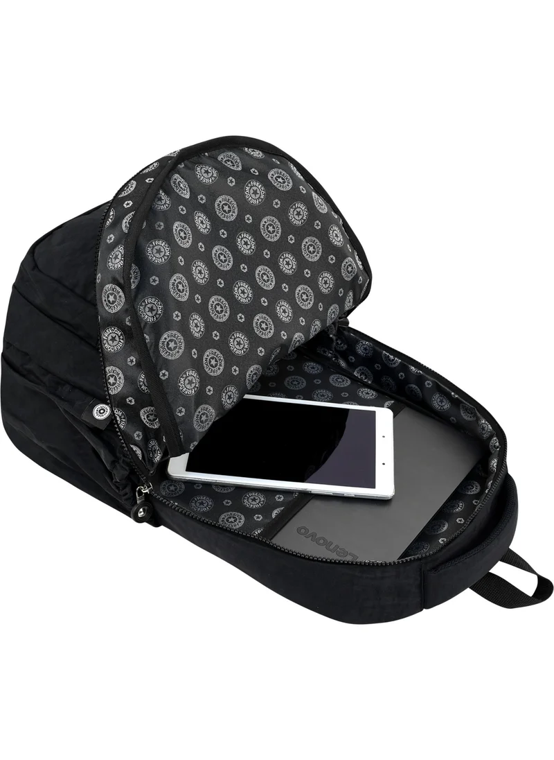 Çantaland Lux and Multi-Pocket Waterproof Crinkle School Bag, Crinkle Backpack + Monkey Keychain Gift