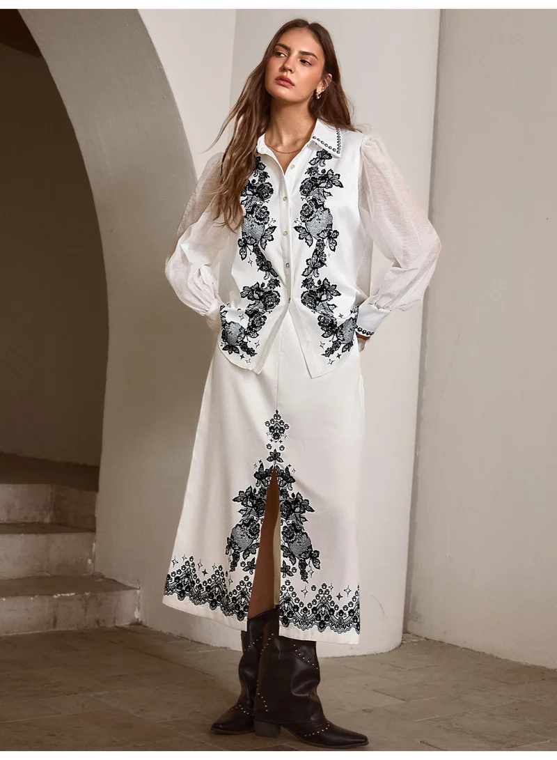 SIMPLEE Women's 2-Piece Outfit Set - Matching Top & Skirt for Stylish Look