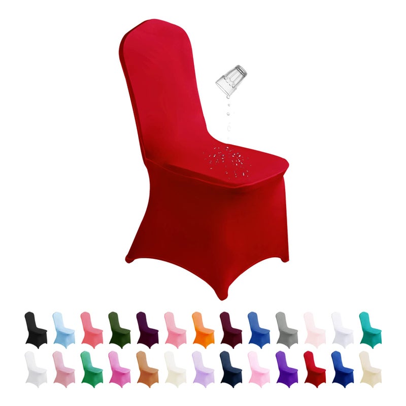 SUPERO Waterproof Spandex Chair Cover 25PCS Stretch Dining Chair Covers Polyester Outdoor Chair Covers Protector Stretch Chair Cover for Party Universal Banquet Wedding Event HotelRed