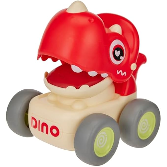 DINOSAUR TOYS FOR KIDS TODDLER WITH LIGHT AND MUSIC PUSH & GO CAR TOYS CUTE & FUNNY DIECAST TOYS FOR BOYS & GIRLS-MULTICOLOR (PACK OF 4) - Image 2