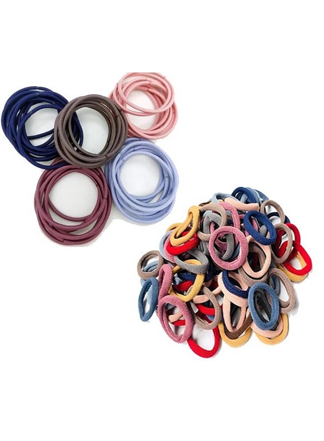 Rlanos (50 Cotton ponytail holder, 50 Hair Ties) Thick Seamless Hair Ties, Ponytail Holders Hair Accessories No Damage for Thick Hair (Natural Colors) - Image 1