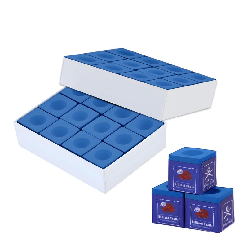 AKLOT Professional Pool Cue Chalk, 24 Cubs Billiard Chalk with Storage Box Fine Powder Pool Chalk Cubes 2 Colors Billiard Cue Chalk Suitable for Each Cue Tip Size (Blue) - Image 1