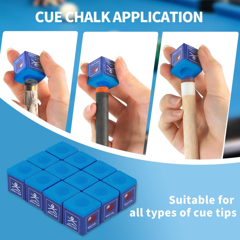 AKLOT Professional Pool Cue Chalk, 24 Cubs Billiard Chalk with Storage Box Fine Powder Pool Chalk Cubes 2 Colors Billiard Cue Chalk Suitable for Each Cue Tip Size (Blue) - Image 5