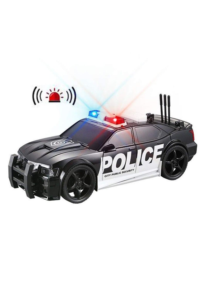 Police Car Toy for Kids, Friction Powered Vehicle with Light and Sound Plastic Police Car Toy Best Gift for Boys Age 3+ - Image 1