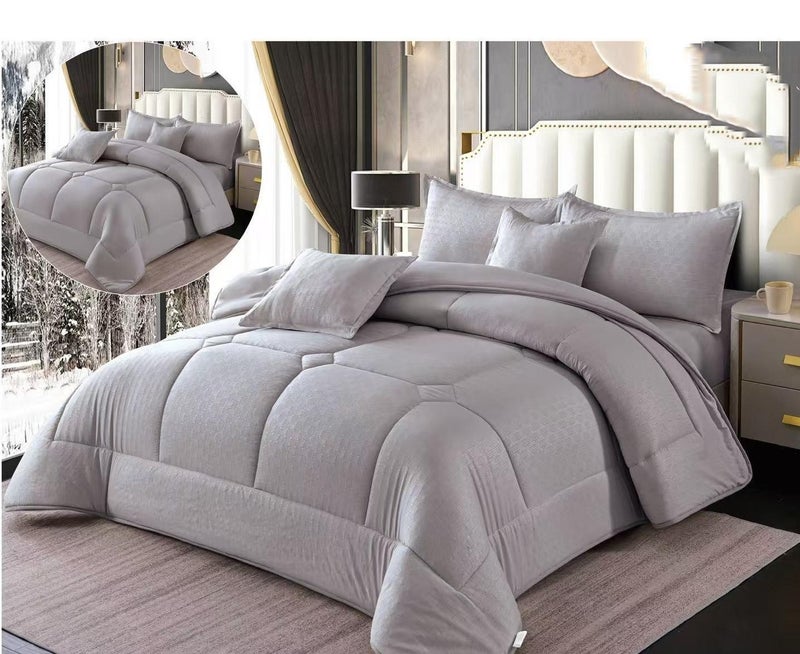 Double bed sheet set, 6 pieces, plain, original, puffy, microfiber, high quality - Image 1