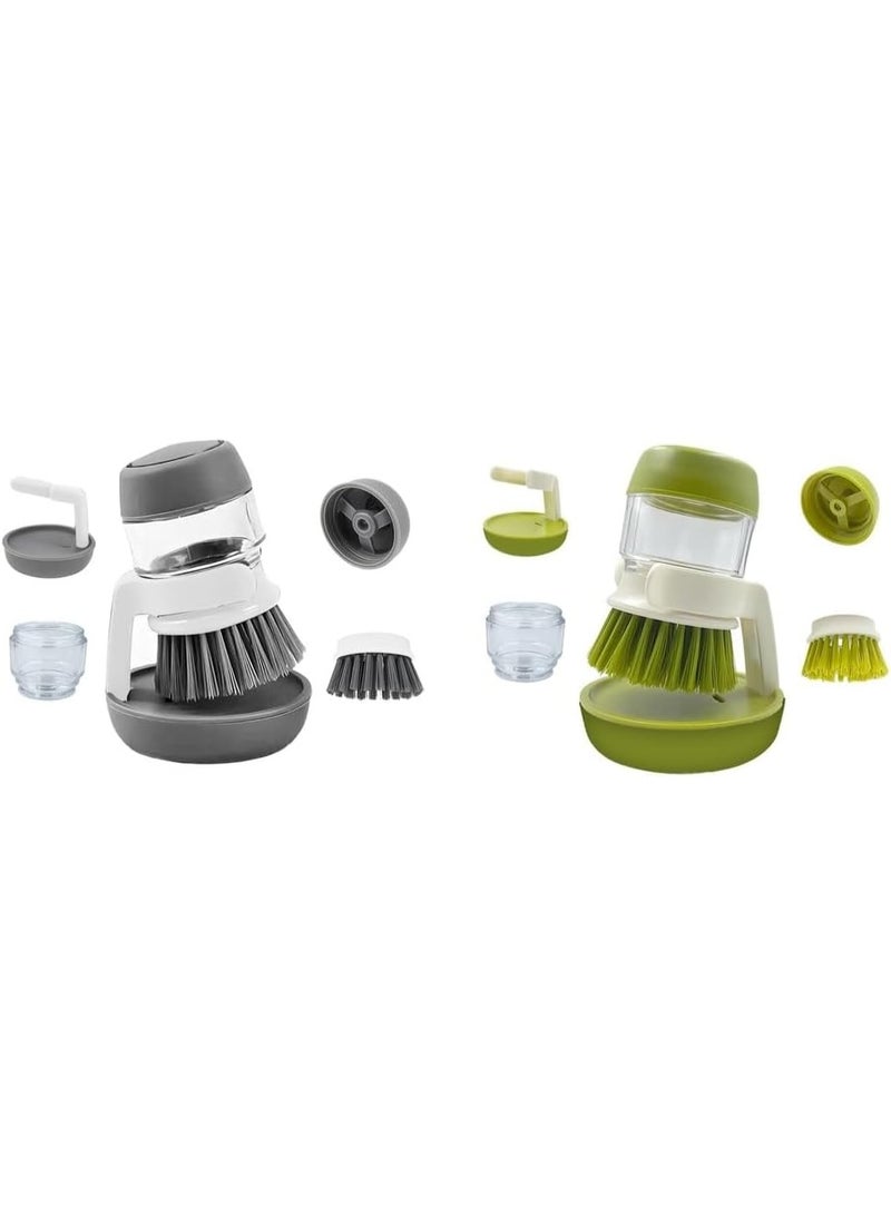 MARKQ Soap Dispenser with Dish Brush, Multipurpose Kitchen Cleaner Brush for Dishes, Pots & Pans, Compact Size,Assorted - Image 1