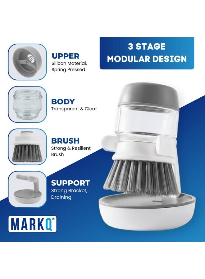 MARKQ Soap Dispenser with Dish Brush, Multipurpose Kitchen Cleaner Brush for Dishes, Pots & Pans, Compact Size,Assorted - Image 3