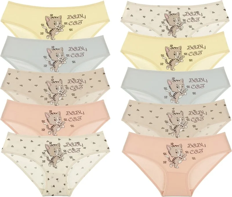 Donella 10 Pack Baby Cat Printed Girl's Panties - 41711031CG