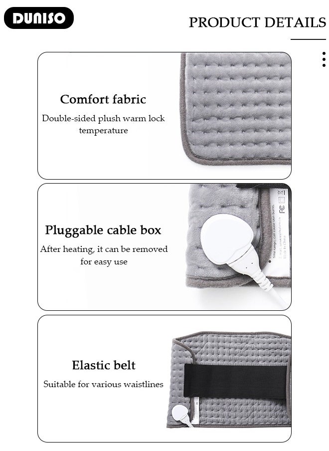 DUNISO - Heating Pad, Electric Fast Heat Pad for Back Pain and Cramps Relief, 10 Different Heat Settings 3 Timer Options with Auto Off Function,Dry Heat Therapy, Machine Washable - Image 1