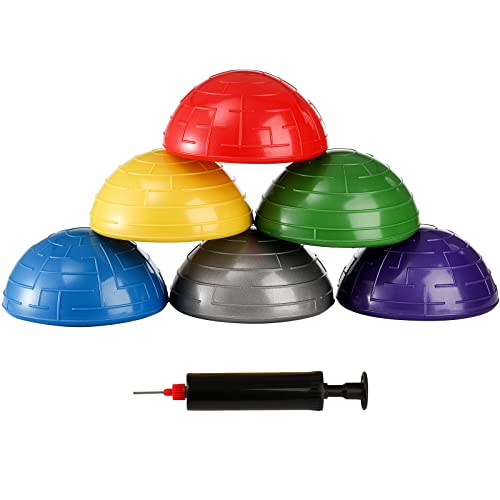 Fasmov 6 Pack Balance Pod Balance Trainer Dots for Squat Touch Downs Core Body Balancing Inflatable Stepping Pads 1 Hand Pump - Image 1